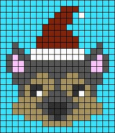 a dog with a santa hat on it's head is depicted in a pixel style