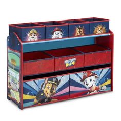 children's toy storage with paw patrol images