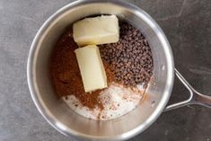 ingredients in a pot for making chocolate cake