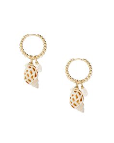 These are the ultimate beach accessory! Grab these Kendra Scott Oleana Shell Huggie Hoop Earrings in White Spotted Shell and Gold when you are headed to the sand and sea. a substantial sized speckled white one of a kind shell dangles from a textured small Gold hoop earring. The shell dangle is accompanied by a cultured freshwater pearl, creating a perfect pair. Features:Style: Hoop, HuggieMetal: 14k Gold Plated BrassStone/Color: White Cultured Mother of PearlClosure: Ear PostMeasurements: Approx Summer Vacation Hoop Earrings For Pierced Ears, Gold Hoop Earrings For Summer Beach, Bohemian Small Hoop Earrings For Beach, Summer Beach Gold Hoop Earrings, Bohemian Small Hoop Earrings For Vacation, Summer Beach Hoop Earrings, White Beaded Hoop Earrings For Beach, Bohemian White Hoop Earrings For Beach, Gold Hoop Earrings For Vacation