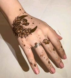 a woman's hand with tattoos on it