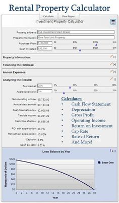 the rental calculator is shown in this screenshote image, and shows that it