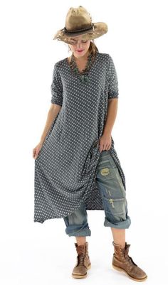 This Magnolia Pearl t-shirt dress pairs with denim, leggings, boots, or a leather jacket to make a statement of comfort, style and swagger. Made of Cotton Jersey One Size Artisan Clothing, Upcycling Design, European Outfit, T Dress, Advanced Style