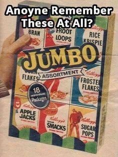 someone holding up a jumbo box that says anyone remember these at all?