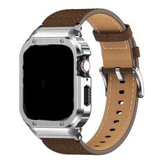 Metal Case+Genuine Leather Strap For Apple Watch Band Fitted for the Apple Watch Series Ultra 8 7 SE 6 5 4 with sizes ranging from 40mm to 49mm, this metal case and genuine leather strap adjust to any wrist size from 6.3"-9.1"! (Watch not included) This top-rate 316 steel bumper and buckle shields your watch from wear and tear in every direction. Its precise hole design provides easy access to every button. Experience ultimate comfort and longevity with this luxuriously soft and sturdy band. Lux Apple Watch Stainless Steel, Color Bands, Apple Watch Band, Top Grain Leather, Apple Watch Series, Steel Metal, Black Watch, Leather Interior, Apple Watch Bands