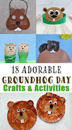 this is an adorable groundhog day crafts and activities for kids to do with paper plates