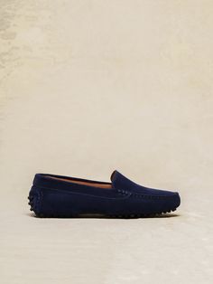 Our signature suede loafer, made by hand at a tiny Tuscany workshop. Our partner and moccasin expert Norina oversees every detail—including taking a tiny flame to the edges to singe away any loose threads. The Felize Suede Women's Moccasin Shoes, Size 39.5 in Midnight Blue/Black Pegs Moccasin Shoes, Suede Moccasins, Driving Moccasins, Moccasins Shoes, Suede Loafers, Midnight Blue, Tuscany, Moccasins, Suede Leather