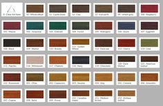 the color chart for different wood finishes and colors on this page is an excellent way to see