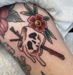 Haunted marshmello tattoo - cute skull tattoo - silly tattoo Traditional Candy Skull Tattoo, Traditional Jackolantern Tattoo, Bug Elbow Tattoo, Summerween Tattoo, Fruit Bat Tattoo Design, Halloween Cookie Tattoo, Traditional Fortune Teller Tattoo, Planchette Tattoo Traditional, Funny Food Tattoos