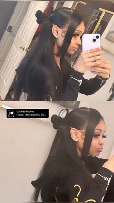 Side Part With Bow, Hairstyles For Hoodies, Spike Bun, Side Part Quick Weave, Natural Hair Ideas, Cute Ponytail Hairstyles, Sleek Ponytail Hairstyles, Quick Natural Hair Styles