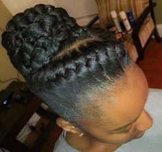 braided bun updo for black women Hair Products For Black Women, Braid Bun Updo, Goddess Braids Updo, Ghana Braid Styles, Goddess Braid Styles, Braided Buns, Dorothy Dandridge, Goddess Braids Hairstyles