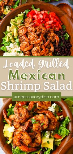 grilled mexican shrimp salad with avocado and black beans