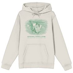 Show your love for the magical world of Harry Potter with this adult sand long sleeve hooded sweatshirt. Featuring a green-hued image of a book and quill on the front and Quidditch equipment on the back, this hoodie combines comfort and style. Made from a cozy cotton-polyester blend, it includes an adjustable hood for added warmth and versatility. Easy to care for, simply machine wash it on cold with like colors and tumble dry on low heat, perfect for any Harry Potter fan. Draco Malfoy Quidditch Jersey, Embroidered Harry Potter Sweatshirt, Harry Potter Crewneck, Slytherin Quidditch Sweater, Quality Quidditch Supplies, Harry Potter Book, Hoodie Xxl, Magical World, Harry Potter Fan