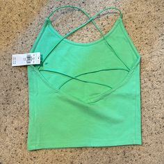 American Eagle Tank Top Strappy-Go-Lucky Cropped Cross Back Cami Size Small Green Nwt Summer Workout Crop Top With Crisscross Straps, Spring Green Tank Top For Workout, Summer Casual Crop Top With Crisscross Straps, Casual Summer Crop Top With Crisscross Straps, Casual Crisscross Straps Crop Top For Summer, Spring Tank Top With Crisscross Straps, Casual Tank Top With Crisscross Straps For Spring, Summer Workout Tops With Crisscross Straps, Trendy Spring Tank Top With Crisscross Straps