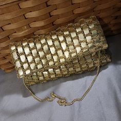 This Is A Very Classy Evening Bag In Good, Used Condition!! Made In Italy, This Is A 1960s Walborg!! This Belonged To My Great Grandmother, And I've Had It For At Least 25+ Years But Never Used It! It's Been Properly Cared For And Stored Throughout The Last Several Decades!! ! There Is Only One Flaw, And That's A Stain On The Inside, As Shown!! The Exterior Is In Perfect Condition!!! Please Look At All Photos As They Are A Part Of The Description And Show Measurements!! Price Is Firm Unless Bund Retro Gold Bags With Gold-tone Hardware, Gold Retro Bags With Gold-tone Hardware, Vintage Gold Shoulder Bag For Party, Gold Retro Bags, Vintage Shoulder Bag With Gold-tone Hardware For Party, Vintage Gold Bags For Shopping, Vintage Gold Shoulder Bag For Shopping, Retro Gold Shoulder Bag, Retro Gold Clutch Bag