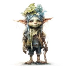 an illustration of a troll with blue hair