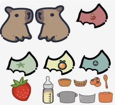 an image of some animals and food items