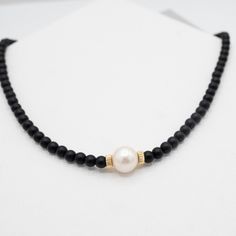 Yes you can have it all. Pearls and matte black onyx lux. We love it so much! Classically edgy. 6mm matte black onyx beads. Large, approximately 12mm natural freshwater pearl centered between 14k gold filled or sterling silver tire rondelle beads. Necklace available in 16 or 18 inch options. Black Freshwater Pearls, Freshwater Pearl Necklace, Onyx Bead, Freshwater Pearl Necklaces, Jewelry Cleaner, Beads Necklace, Gold Filled Jewelry, Black Onyx, Freshwater Pearls