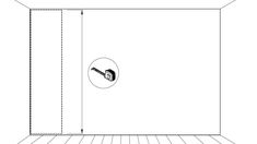 a drawing of a door with a handle on the side and an opening in the middle