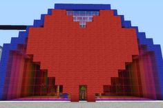 an image of a red and blue building in minecraft