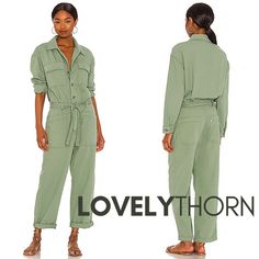 Levi's * Surplus Jumpsuit * Sold Out * Color: Seaspray * Fabric: Mid-Weight, Non-Stretch Twill * Collared Neckline * Long Sleeves With Button Cuffs * Button Placket * Self-Belt At Waist * Flap Breast Pockets * Patch Front And Back Pockets * Shell: 100% Cotton * Wash Cold Or Dry Clean * Measurements From Size S Inseam: 26.75in / 68cm Leg Opening: 17.25in / 44cm Model Measurements Size On Model S Height 5'9" / 175cm Bust 33" / 83cm Waist 25" / 63cm Hips 34" / 86cm * Nwot - Brand New Condition, Nev Levi's Summer Jumpsuits And Rompers With Pockets, Levi's Casual Fitted Jumpsuits And Rompers, Casual Fitted Levi's Jumpsuits And Rompers, Levi's Jumpsuits And Rompers With Pockets For Spring, Levi's Spring Overall Jumpsuits And Rompers, Spring Levi's Overall Jumpsuits And Rompers, Olive Green Jumpsuit, White Capris, Levis Pants