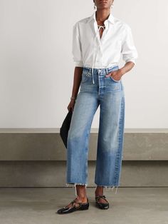 CITIZENS OF HUMANITY Ayla cropped frayed high-rise wide-leg jeans | NET-A-PORTER Ayla Jeans Outfit, Chic Wide-leg Flare Jeans With Frayed Hem, Chic Flare Jeans With Frayed Hem And Wide Legs, Wide Leg Jeans With Frayed Hem For Work, Summer Wide-leg Flare Jeans With Frayed Hem, Chic Wide-leg Cropped Jeans For Fall, Chic Cropped Wide-leg Jeans For Fall, Chic Fall Cropped Wide-leg Jeans, Spring High Rise Wide Leg Pants With Frayed Hem