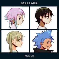 four different anime avatars, one with pink hair and the other with blue eyes