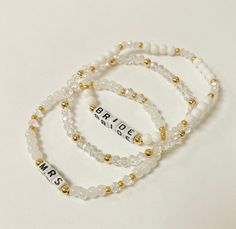 Spoil a blushing Bride-to-Be with this timeless 3 bracelet stack set that you have the option to personalize to fit your Bride's style (request personalizations in the box below or in the notes). Team Bracelets, Blushing Bride, Word Bracelet, Gift Bracelet, Kids Bracelets, Bridal Gift, Bride Style, Philadelphia Pa, Bridesmaids Gifts