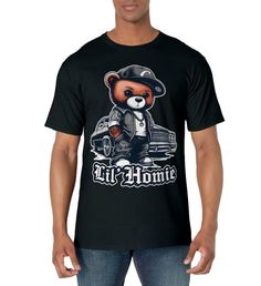 PRICES MAY VARY. Our new Lil' Homie Teddy Bear Lowrider Chicano Cholo t-shirt is for fans of West Coast Hip Hop & California Lowrider culture. Perfect for kids, babies & toddler as well as adults. Chicano pride! This cute old school Lil Homie tshirt is the perfect gift for a new baby, as a Birthday or Christmas present. Original Chicano art to represent California, East Los Angeles, San Diego, Tijuana. West side! Lightweight, Classic fit, Double-needle sleeve and bottom hem Hip Hop T-shirt With Character Print For Fans, Hip Hop Fan Merchandise Short Sleeve T-shirt, Hip Hop Shirt With Letter Print For Fan Merchandise, Hip Hop Short Sleeve Shirt With Sublimation Print, Hip Hop Style Tops With Character Print For Fans, Streetwear Band Merch Shirt With Character Print, California Lowrider, Lowrider Culture, East Los Angeles