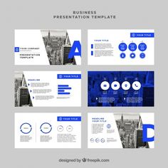 a blue and white presentation template