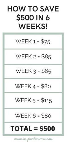 a sign that says how to save $ 500 in 6 weeks week 2 - $ 3,