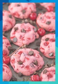 cherry chocolate chip cookies on a baking sheet