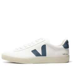 Veja Campo Chromefree Lace-Up Sneakers 'White Blue' CP0503121 Swag Shoes, Adidas Nike, Sneakers White, Navy And White, White Blue, Top Sneakers, Blue And White, Navy Blue, Lace Up