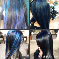 Purple And Blue Hair Ideas, Blue Hair Highlights, Taper Fade Curly Hair, Skunk Hair, Cute Hair Colors, Hair Inspiration Long, Hair Streaks, Dyed Hair Inspiration, Hairstyles For Layered Hair