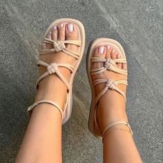 Lasaky - Sandal Essentials for Summer Wear Summer Sandals Flat, Simple Sandals, Ankle Strap Sandals Heels, Woven Sandals, Womens Sandals Summer, Leather Sandals Flat, Casual Slippers, Retro Shoes, Open Toe Shoes