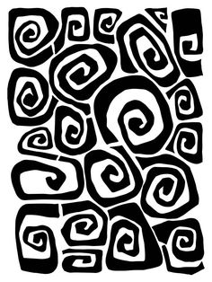 a black and white drawing of abstract shapes