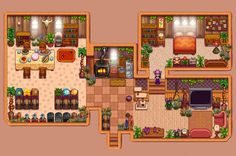 an overhead view of a living room and kitchen in the nintendo wii game animal crossing