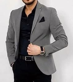 Decent Dark Gray color coat pant 2 piece suit for men for wedding party and events and festive occasions by NarayaniCraftsStudio on Etsy Grey Blazer Outfit Men, Coat Pant For Men Suits Wedding, 2 Piece Suit For Men, Coat Suit For Men, Grey Coat Outfit, Coat Pant For Men, Grey Blazer Outfit, Mens Wedding Suits, Light Grey Blazer