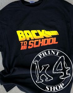 Back to school design printed on a Gildan shirt in a gradient style that makes each shirt one of a kind. Listing for Adult sizes but message me if you'd youth sizes. :) Back To School Design, School Design, Back To School, Print Design, Adult Outfits, Tops & Tees, Top Outfits, T Shirts, T Shirt