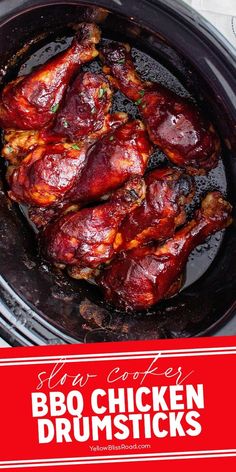 the bbq chicken drumsticks are ready to be cooked in the slow cooker