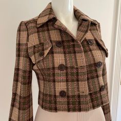 Crop Arden B Jacket Like New Condition 60% Wool 40% Viscose Lining 100% Acetate Warm For A Jacket A Jacket, Plaid Jacket, Jackets & Coats, Jackets For Women, Like New, Plaid, Wool, Women Shopping, Color