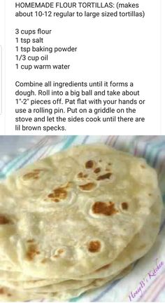 an iphone screen showing the recipe for homemade flour tortillas, which is on display