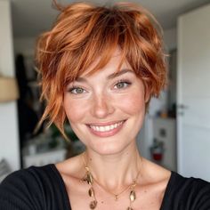 Short Shag Hairstyles Copper Short Hair Pixie Cuts, Ginger Pixie Haircut, Copper Pixie Cut, Wendy Cut, Ginger Pixie, Red Hair Pixie Cut, Shaggy Pixie Cut, Red Pixie Haircut, Vintage Haircuts