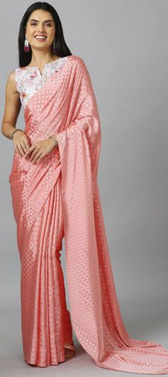 Pink and Majenta color Saree in Chiffon fabric with Thread work Pink Silk Saree For Party, Pink Party Saree With Zari Weaving, Pink Art Silk Blouse Piece For Party, Wedding Fabric With Self Design, Party Blouse Piece In Pink Art Silk, Festive Party Saree Fabric, Pink Pre-draped Chinon Saree For Diwali, Pink Saree Fabric For Diwali, Pink Chiffon Saree For Diwali