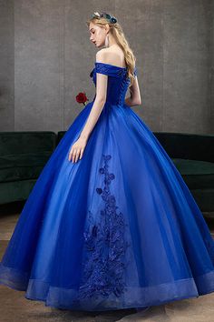 Blue Lace Long A-Line Ball Gown Blue Off the Shoulder Formal Evening Dress Blue Floor-length Maxi Dress For Banquets, Blue Floor-length Maxi Dress For Banquet, Blue Sleeveless Ball Gown For Banquet, Sleeveless Blue Ball Gown For Banquet, Blue Fitted Dress For Quinceanera, Royal Blue Floor-length Ball Gown For Banquet, Royal Ball Gown Quinceanera Dress, Royal Quinceanera Ball Gown Dresses, Royal Dresses For Debutante Ball