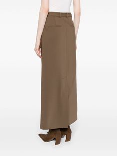 brown wool blend tailored cut mid-rise belt loops concealed front hook and zip fastening slip pockets to the sides two rear welt pockets ankle-length straight hem Full Length Skirts, Welt Pockets, Welt Pocket, Ankle Length, Wool Blend, Mid Rise, Full Length, Top Brands, Luxury Fashion