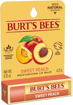 Keep lips feeling soft and hydrated with this deliciously ripe Sweet Peach Lip Balm. It’s juicy, sweet summertime in a tube all year long. Our essential Burt’s Bees® Moisturising Lip Balms nourish and make your lips feel luxurious with one swipe. Infused with a sweet peach flavor and nutrient rich botanicals like Beeswax to richly moisturise and soften lips, the nourishing oils and butters will make your lips feel juicy, happy and healthy. Burt Bees, Peach Lip Balm, Burts Bees Lip Balm, Peach Lips, Soften Lips, Kissable Lips, Sweet Summertime