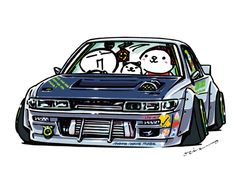 a drawing of a car with the hood up