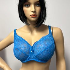 N Condition Wacoal Bra S 38g.This Is Sexy.It Is In A See Through Blue Nylon In A Floral Pattern.There Is A Hanging Down From Between The Breast Line.The Straps Are Adjustable And The Band Has A Lot Of Stretch To It.There Are Blue Bows At The Shoulders Area.This Is An Underwire Non Padded Bra Blue Stretch Bra With Medium Bust Support, Blue Bra With Medium Bust Support And Stretch, Blue Bra With Medium Bust Support, Blue Underwire Bra With Medium Bust Support, Blue Full Coverage Bra With Medium Bust Support, Blue Full Coverage Bra With Medium Support, Fitted Blue Bra With Medium Bust Support, Fitted Blue Bra With Padded Cups, Elegant Blue Stretch Bra