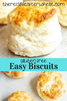 buttery biscuits on a baking sheet with text overlay